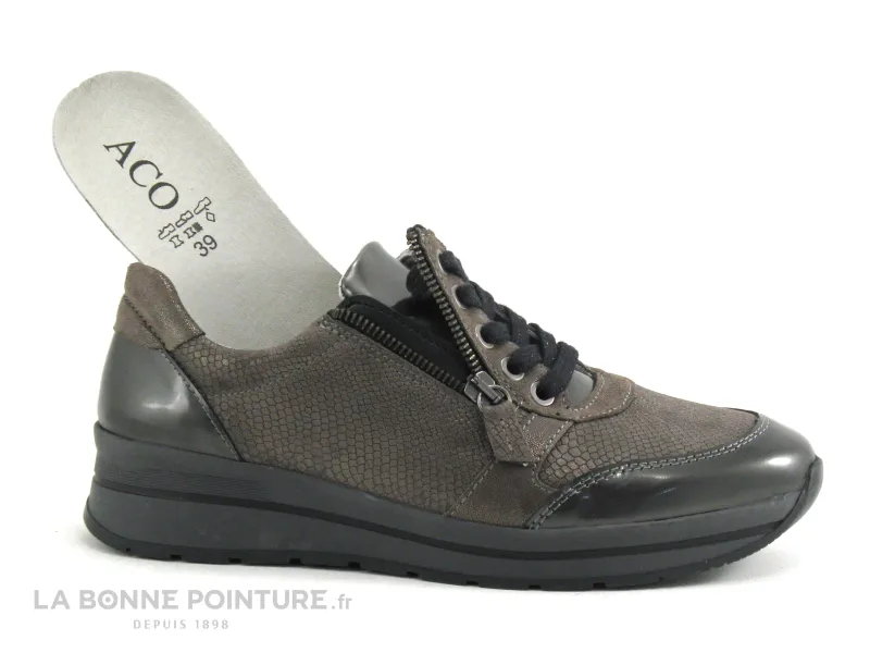 Achat chaussures ACO Femme Chaussure basse / Derby, vente ACO 8051 RUBY01 Pearl Grey Pearl - Zip - Chaussure basse Femme