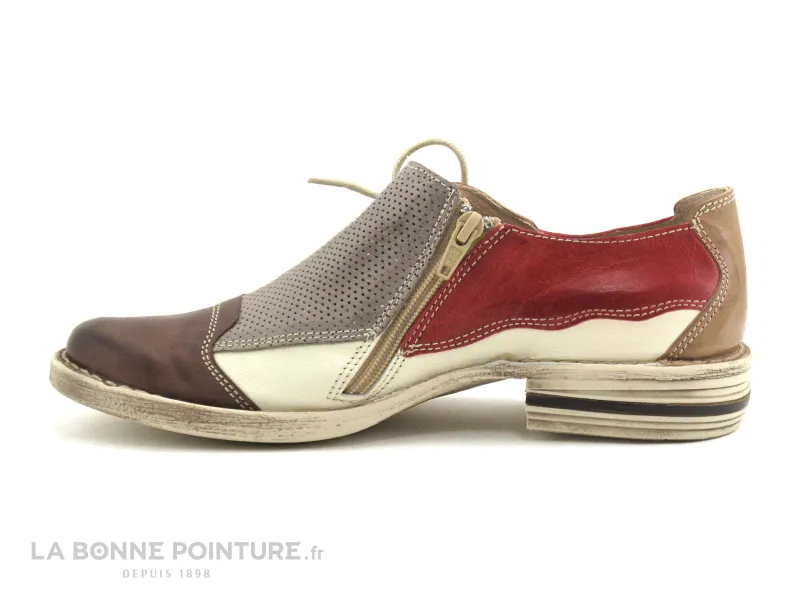 Achat chaussures Alce Shoes Femme Chaussure basse / Derby, vente Alce Shoes 8396 Gris Marron Rouge - Chaussure basse - Lacet - Z