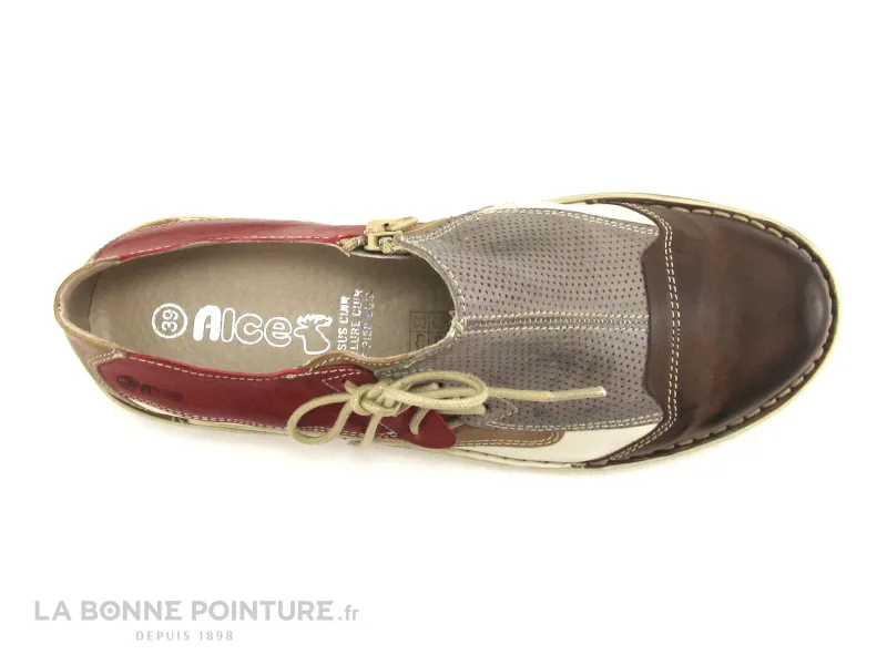 Achat chaussures Alce Shoes Femme Chaussure basse / Derby, vente Alce Shoes 8396 Gris Marron Rouge - Chaussure basse - Lacet - Z