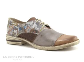 Achat chaussures Alce Shoes Femme Chaussure basse / Derby, vente Alce Shoes 8398 - Barbados - Cuir imprime Marron Gris