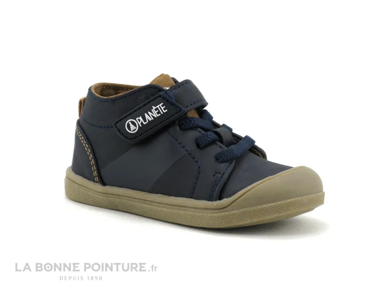 Achat chaussures Alma Planete Bébé Chaussure, vente Alma Planete FIBRINO Marine Camel - Chaussure premiers pas GARCON