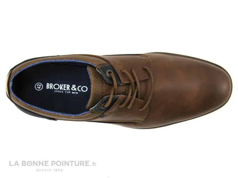 Achat chaussures Broker and Co Homme Ville / Travail, vente Broker and Co 2806 S24-6 Cognac Marine - Derby Homme