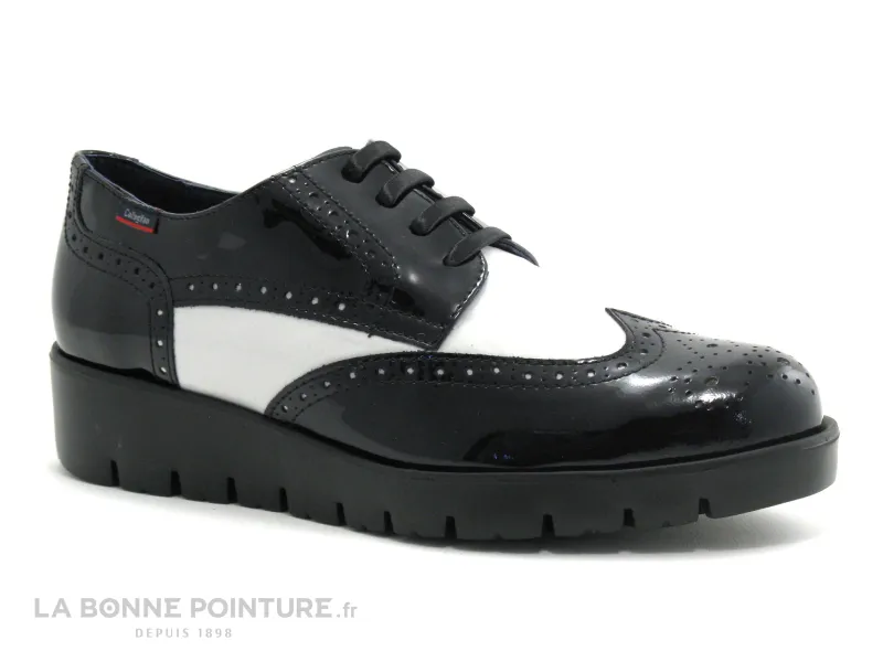 Achat chaussures Callaghan Femme Chaussure basse / Derby, vente Callaghan HAMAN 89813 Noir Blanc Verni - Derby compense