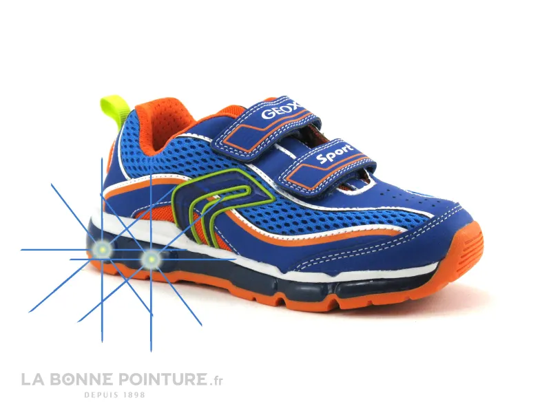 Achat chaussures Geox Enfant Basket, vente Geox ANDROID J0244C Royal Orange - Basket clignotante GARCON