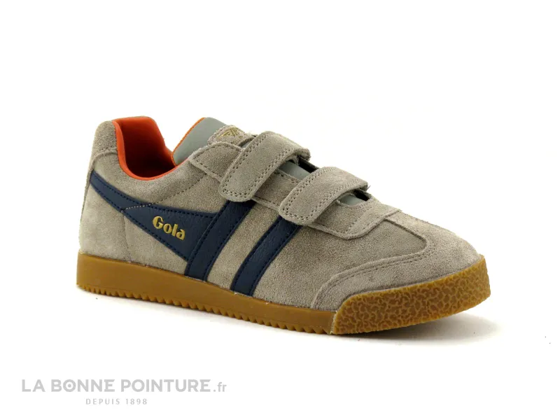 Achat chaussures Gola Enfant Chaussure de ville, vente Gola HARRIER STRAP Rhino Navy Orange - Basket grise - 2 velcros