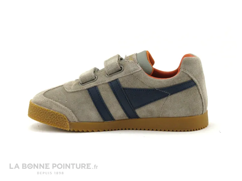 Achat chaussures Gola Enfant Chaussure de ville, vente Gola HARRIER STRAP Rhino Navy Orange - Basket grise - 2 velcros