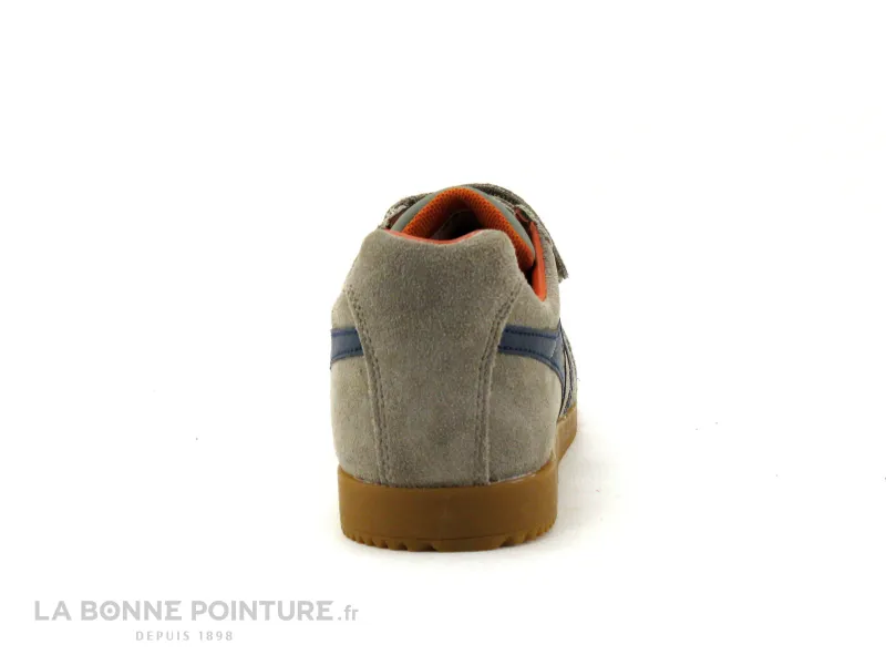 Achat chaussures Gola Enfant Chaussure de ville, vente Gola HARRIER STRAP Rhino Navy Orange - Basket grise - 2 velcros