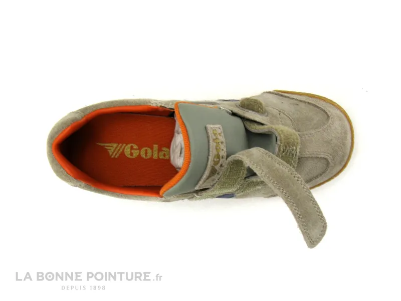 Achat chaussures Gola Enfant Chaussure de ville, vente Gola HARRIER STRAP Rhino Navy Orange - Basket grise - 2 velcros