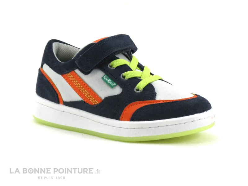 Achat chaussures Kickers Bébé Chaussure, vente Kickers BISKUIT Marine Gris Orange - Basket mode BEBE