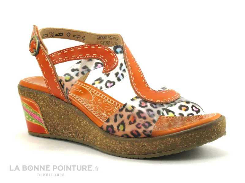 Achat chaussures Laura Vita Femme Sandale et Nu-pieds, vente Laura Vita HACKEO 06 Orange - Transparent - Nu-pieds compense