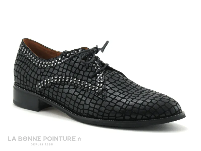 Achat chaussures MamZelle Femme Chaussure basse / Derby, vente MamZelle SONATE Croco Noir - Chaussure lacet Femme