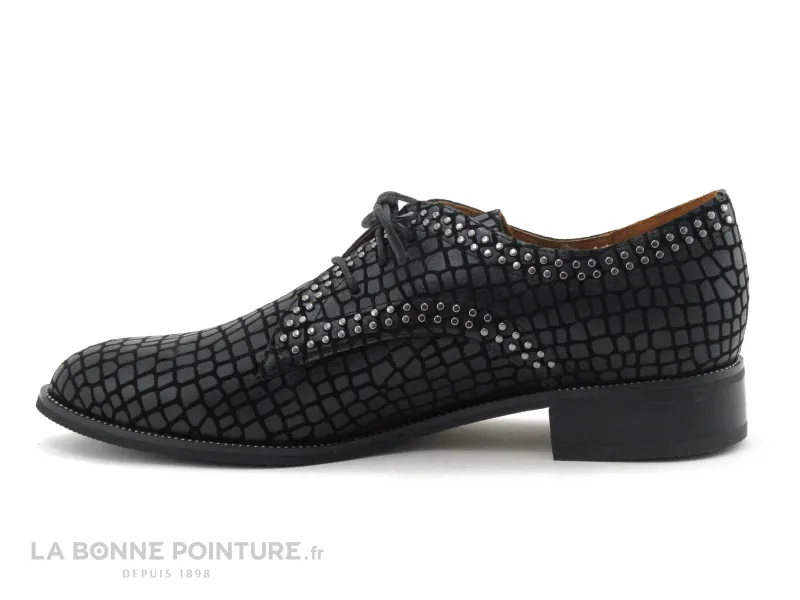 Achat chaussures MamZelle Femme Chaussure basse / Derby, vente MamZelle SONATE Croco Noir - Chaussure lacet Femme