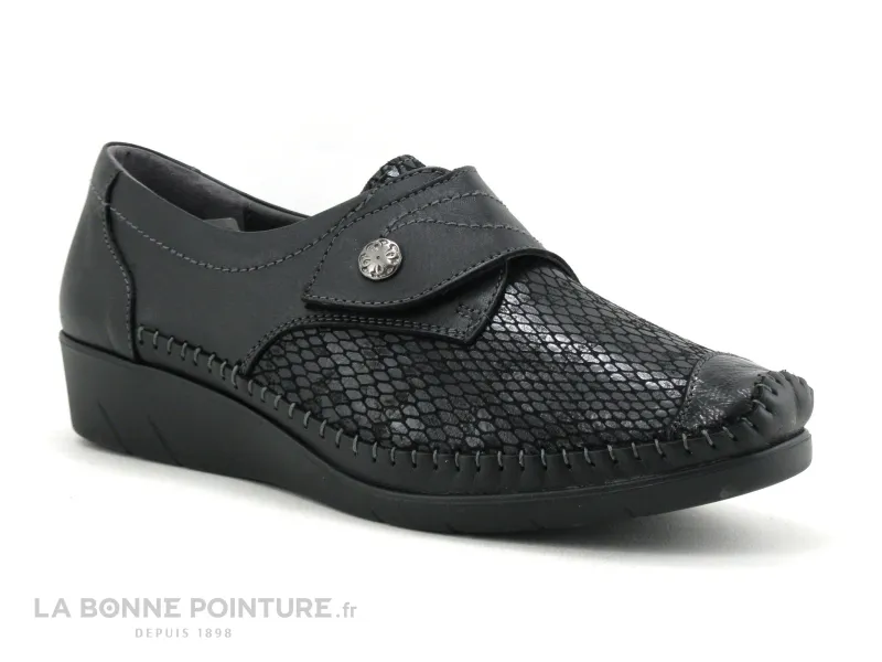 Achat chaussures Moran's Femme Chaussure basse / Derby, vente Morans KAPOLINE Noir - Chaussure compensee Femme - Bride velc