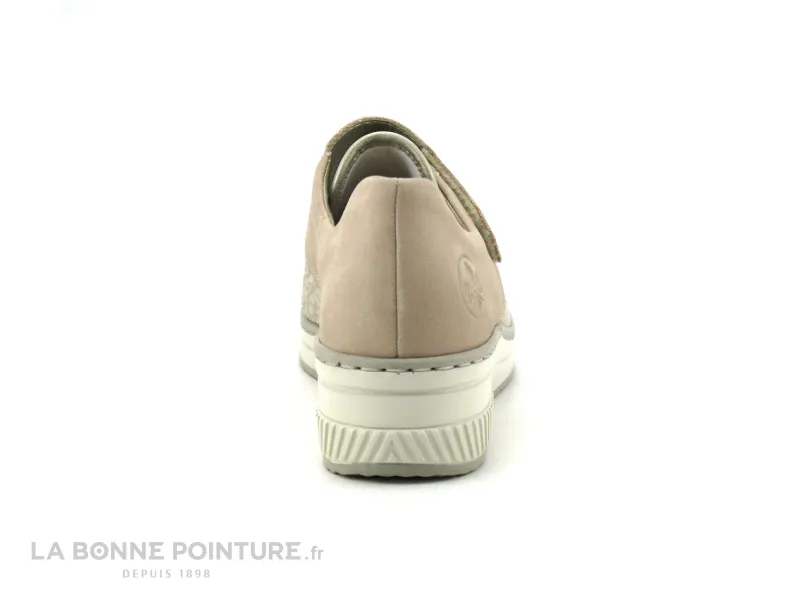 Achat chaussures Rieker Femme Chaussure basse / Derby, vente Rieker 487C0-60 Beige - Or - Chaussure Femme avec stretch - Fermetu