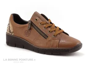 Achat chaussures Rieker Femme Chaussure basse / Derby, vente Rieker 53702-22 Marron - Python - Chaussure basse Femme