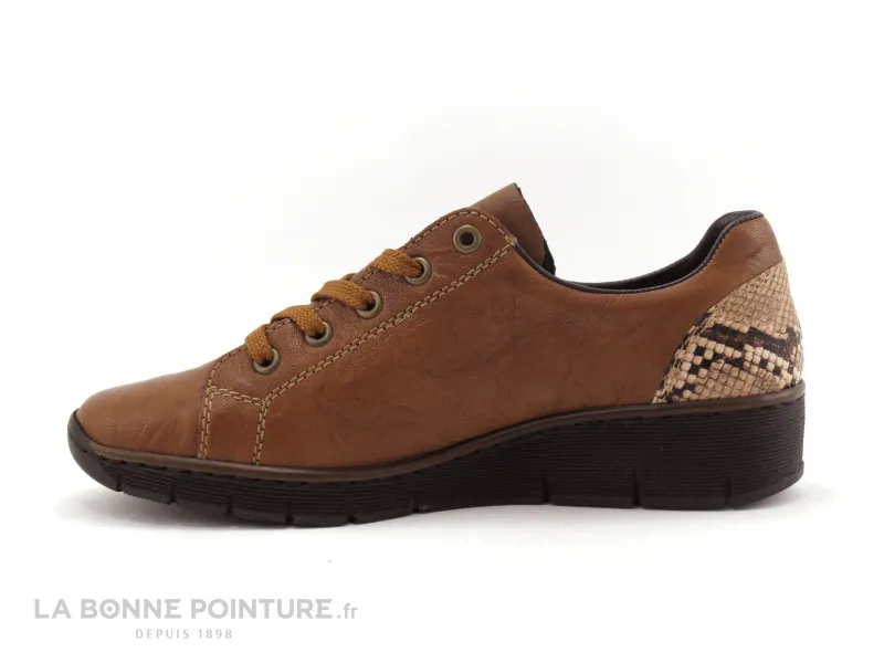 Achat chaussures Rieker Femme Chaussure basse / Derby, vente Rieker 53702-22 Marron - Python - Chaussure basse Femme