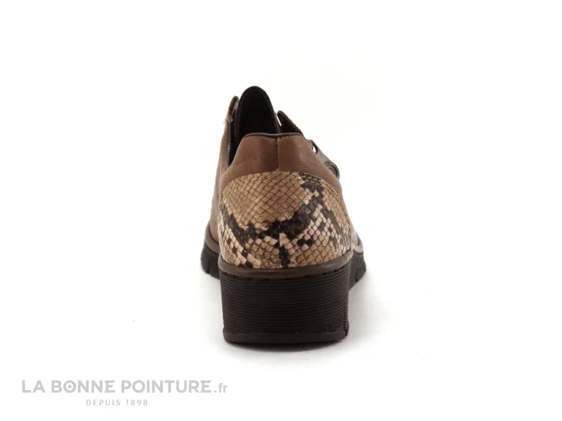 Achat chaussures Rieker Femme Chaussure basse / Derby, vente Rieker 53702-22 Marron - Python - Chaussure basse Femme