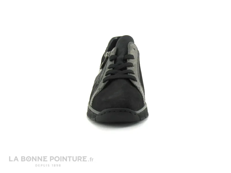 Achat chaussures Rieker Femme Chaussure basse / Derby, vente Rieker 53713-00 Noir - Argent - Chaussure derby Femme