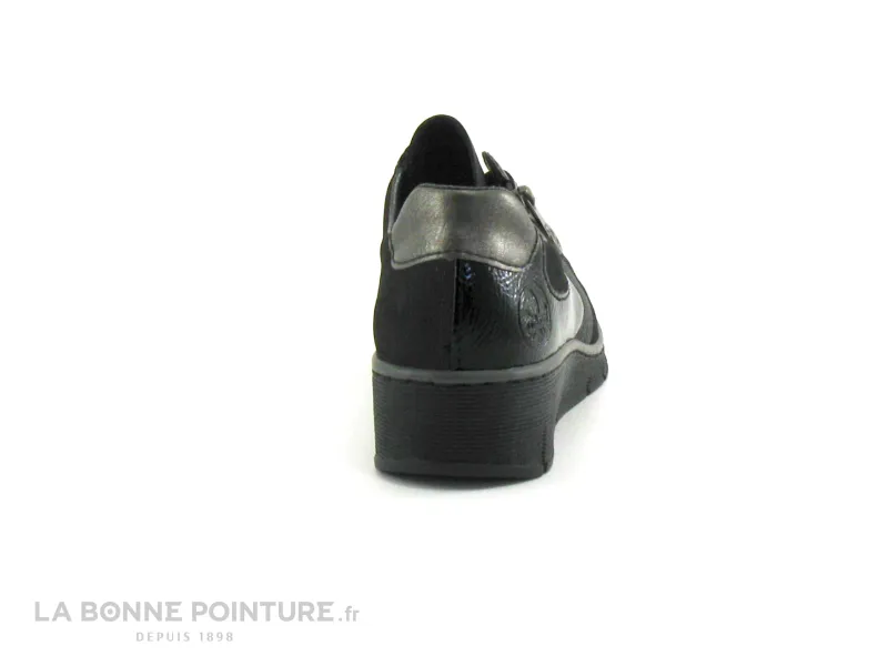 Achat chaussures Rieker Femme Chaussure basse / Derby, vente Rieker 53713-00 Noir - Argent - Chaussure derby Femme