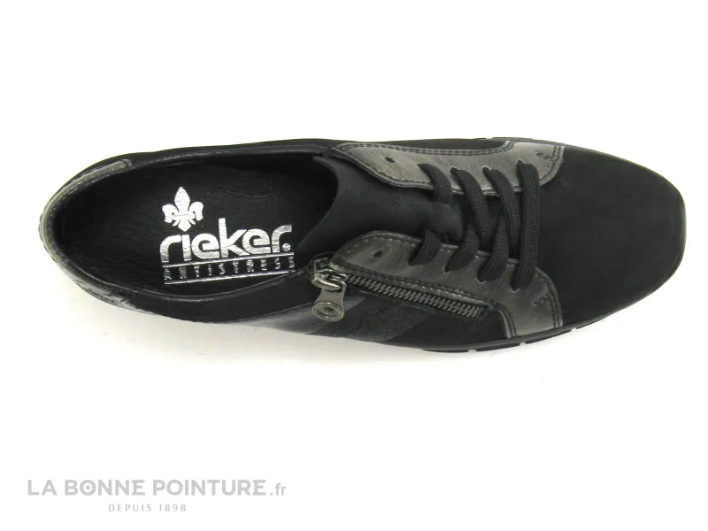 Achat chaussures Rieker Femme Chaussure basse / Derby, vente Rieker 53713-00 Noir - Argent - Chaussure derby Femme