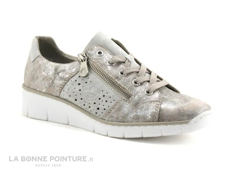 Achat chaussures Rieker Femme Chaussure basse / Derby, vente Rieker 53715-90 - Gris - Rose metallic - Basket mode Femme