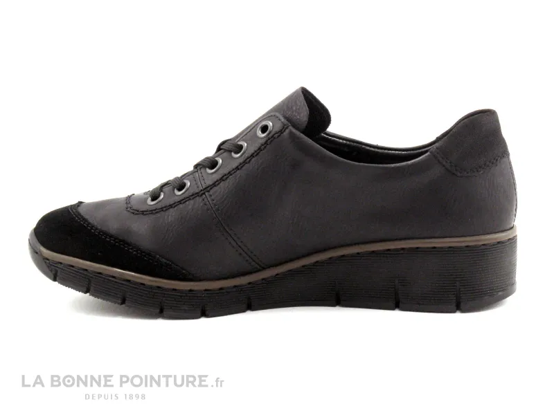 Achat chaussures Rieker Femme Chaussure basse / Derby, vente Rieker 53721-00 - Noir - Chaussure compensee lacet