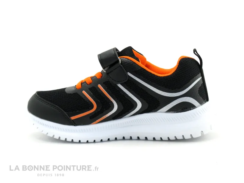 Achat chaussures Run Away Enfant Basket, vente Run Away FAUSTIN - Noir - Orange - Basket enfant lacet elastique