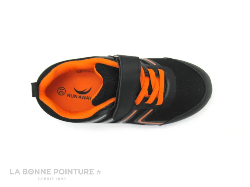 Achat chaussures Run Away Enfant Basket, vente Run Away FAUSTIN - Noir - Orange - Basket enfant lacet elastique