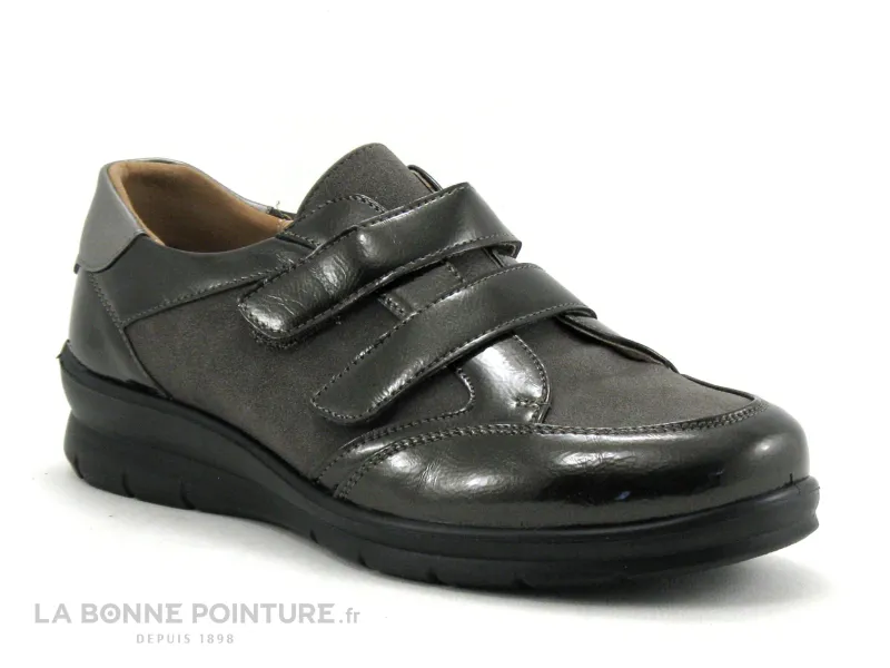 Achat chaussures Sweet R Femme Chaussure basse / Derby, vente Sweet R DUDULE Anthracite verni - Chaussure basse avec 2 velcros