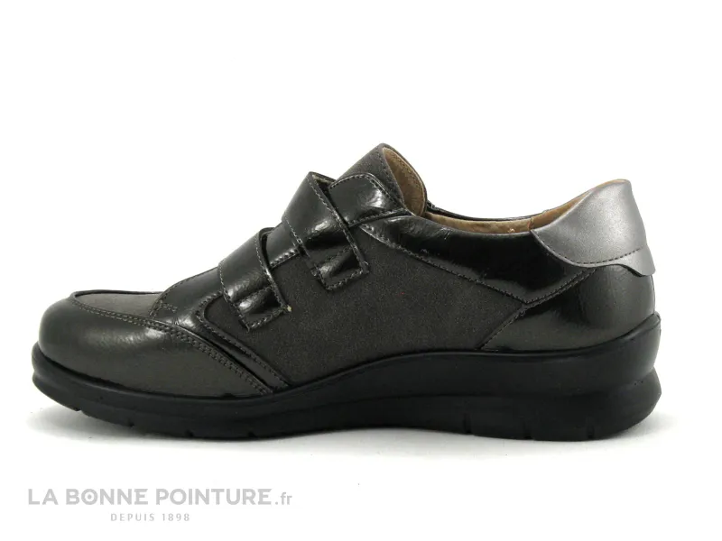 Achat chaussures Sweet R Femme Chaussure basse / Derby, vente Sweet R DUDULE Anthracite verni - Chaussure basse avec 2 velcros