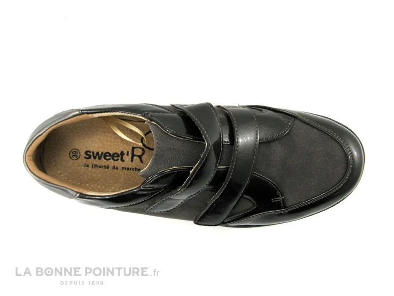 Achat chaussures Sweet R Femme Chaussure basse / Derby, vente Sweet R DUDULE Anthracite verni - Chaussure basse avec 2 velcros