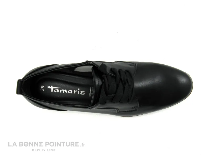 Achat chaussures Tamaris Femme Chaussure basse / Derby, vente Tamaris 1-23204-41 Black matt - Chaussure derby noire - Femme