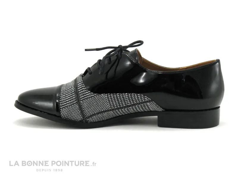 Achat chaussures The Divine Factory Femme Chaussure basse / Derby, vente The Divine Factory QL3806  Verni Noir - Prince Galles n