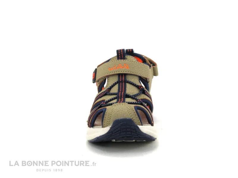 Achat chaussures Wipop Enfant Nu-pieds, vente Wipop LUZANE Beige Marine Orange - Sandale sport GARCON