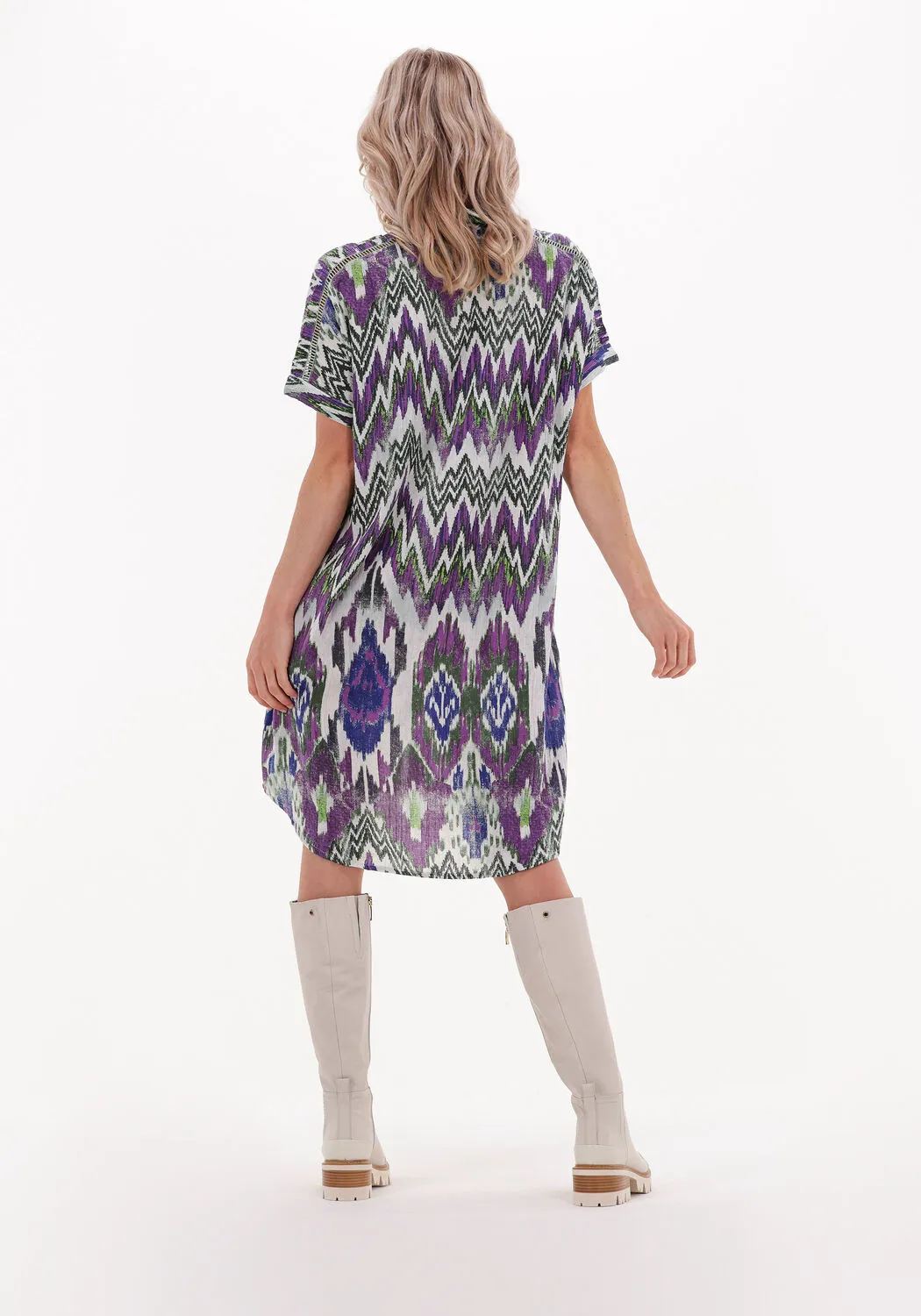 alix the label mini robe ladies woven ikat tunic en multicolore