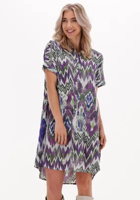 alix the label mini robe ladies woven ikat tunic en multicolore