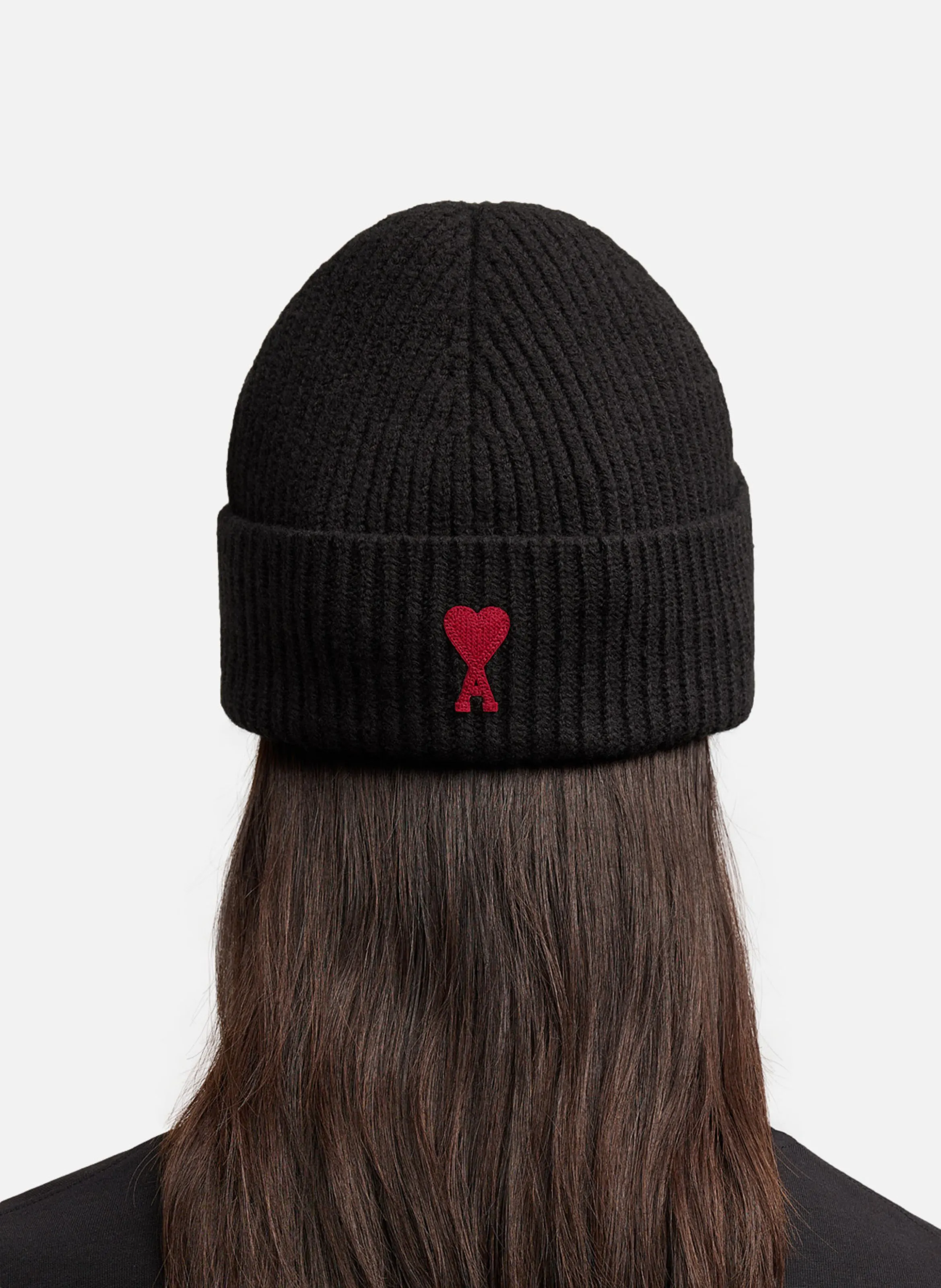 AMI PARIS  Bonnet ami de coeur rouge unisexe - Noir