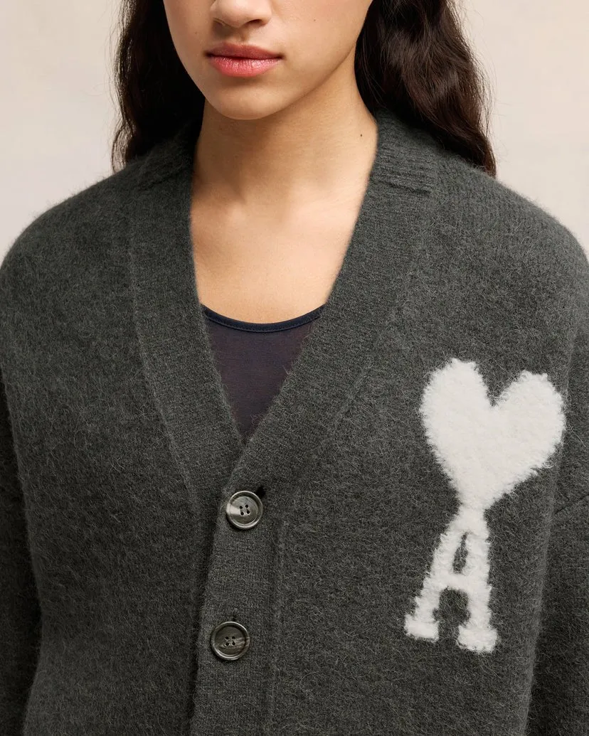 Ami Paris - Cardigan col V Ami de Cur - Gris Foncé