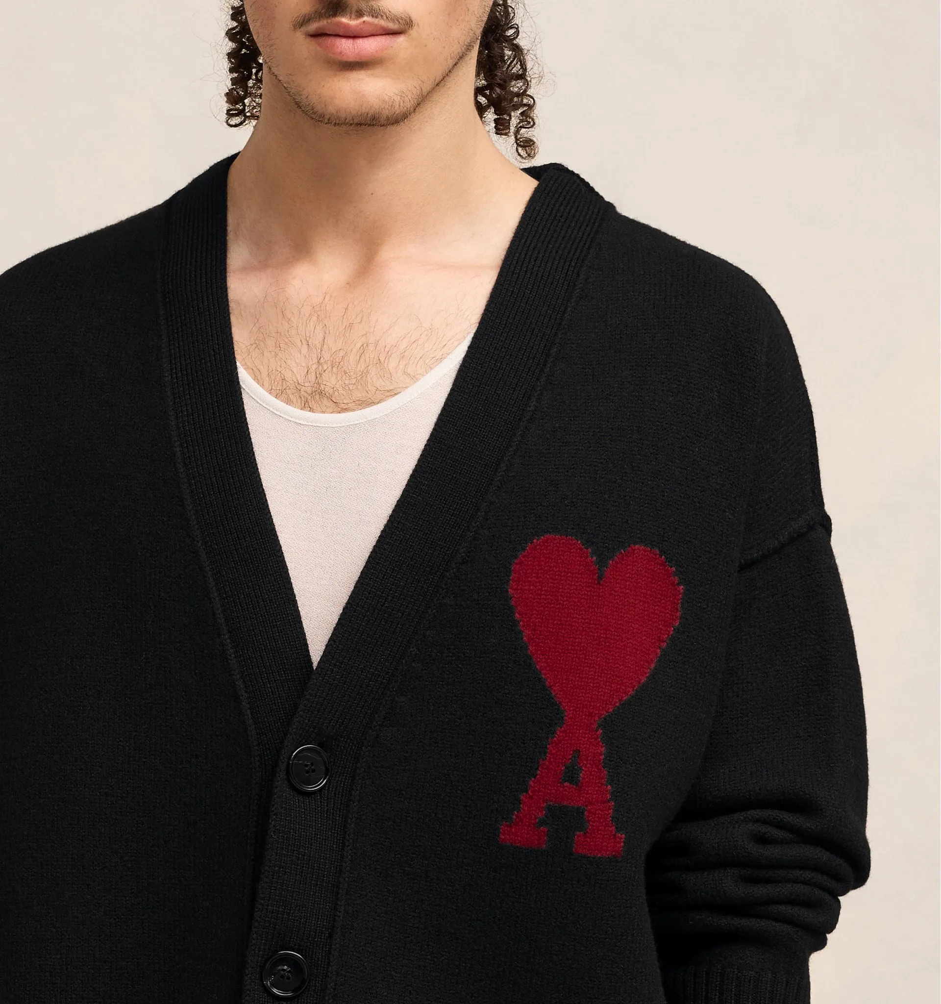 Ami Paris - Cardigan en Laine Ami de Cur BFUKC002 - Noir