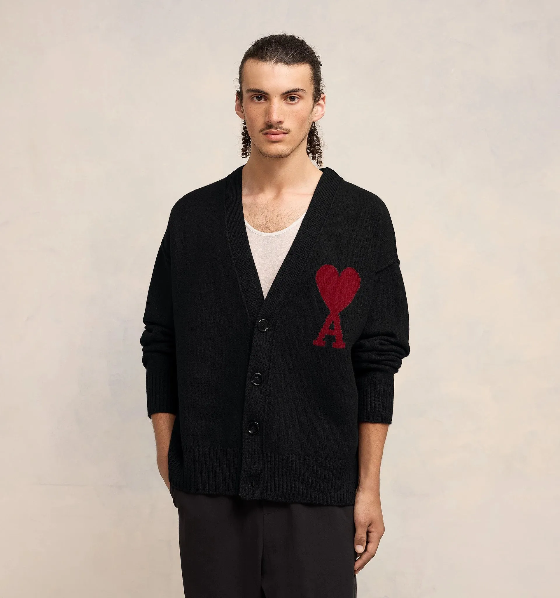 Ami Paris - Cardigan en Laine Ami de Cur BFUKC002 - Noir