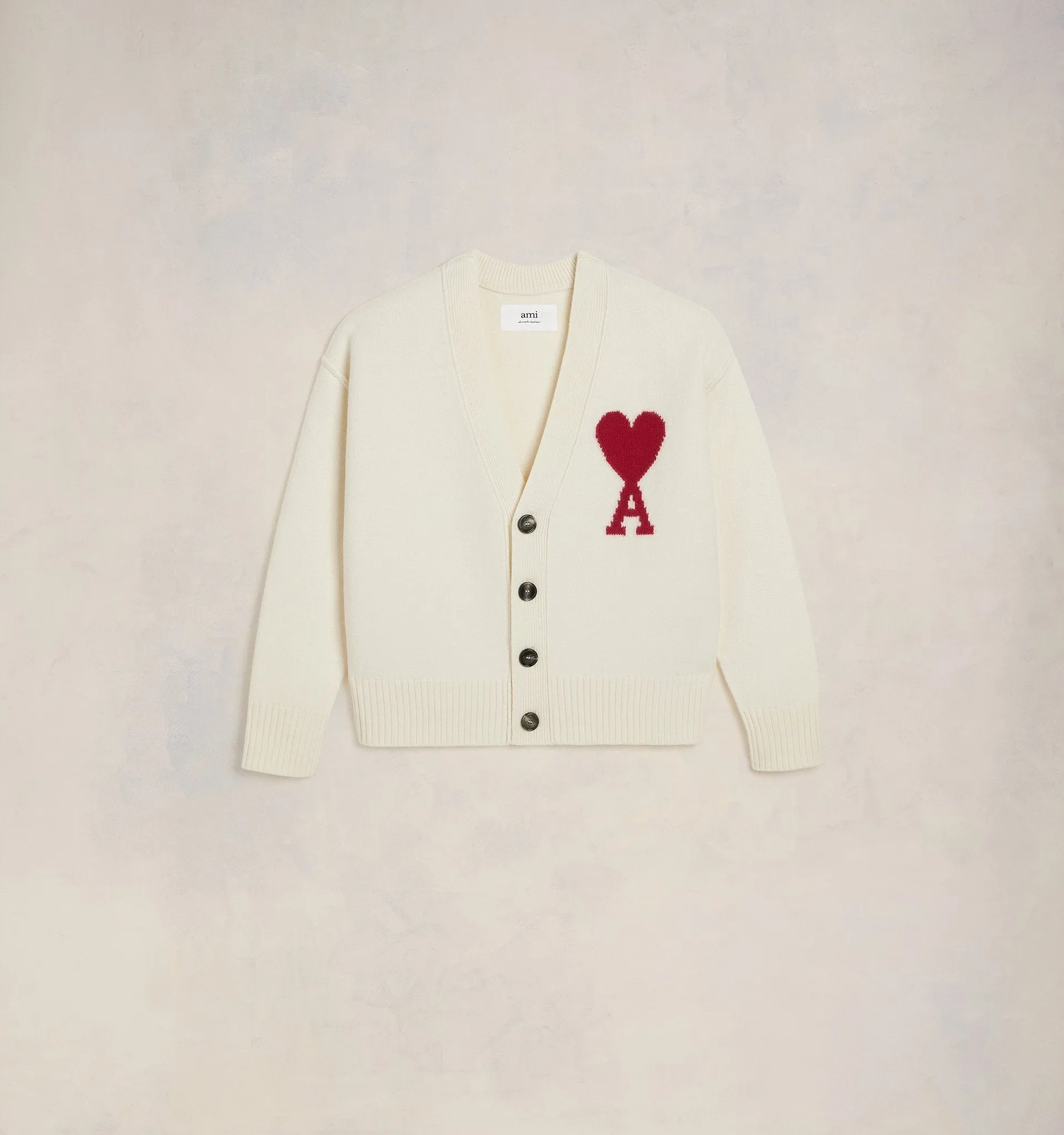 Ami Paris - Cardigan en Laine Ami de Cur - Blanc