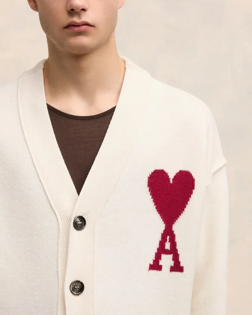 Ami Paris - Cardigan en Laine Ami de Cur - Blanc