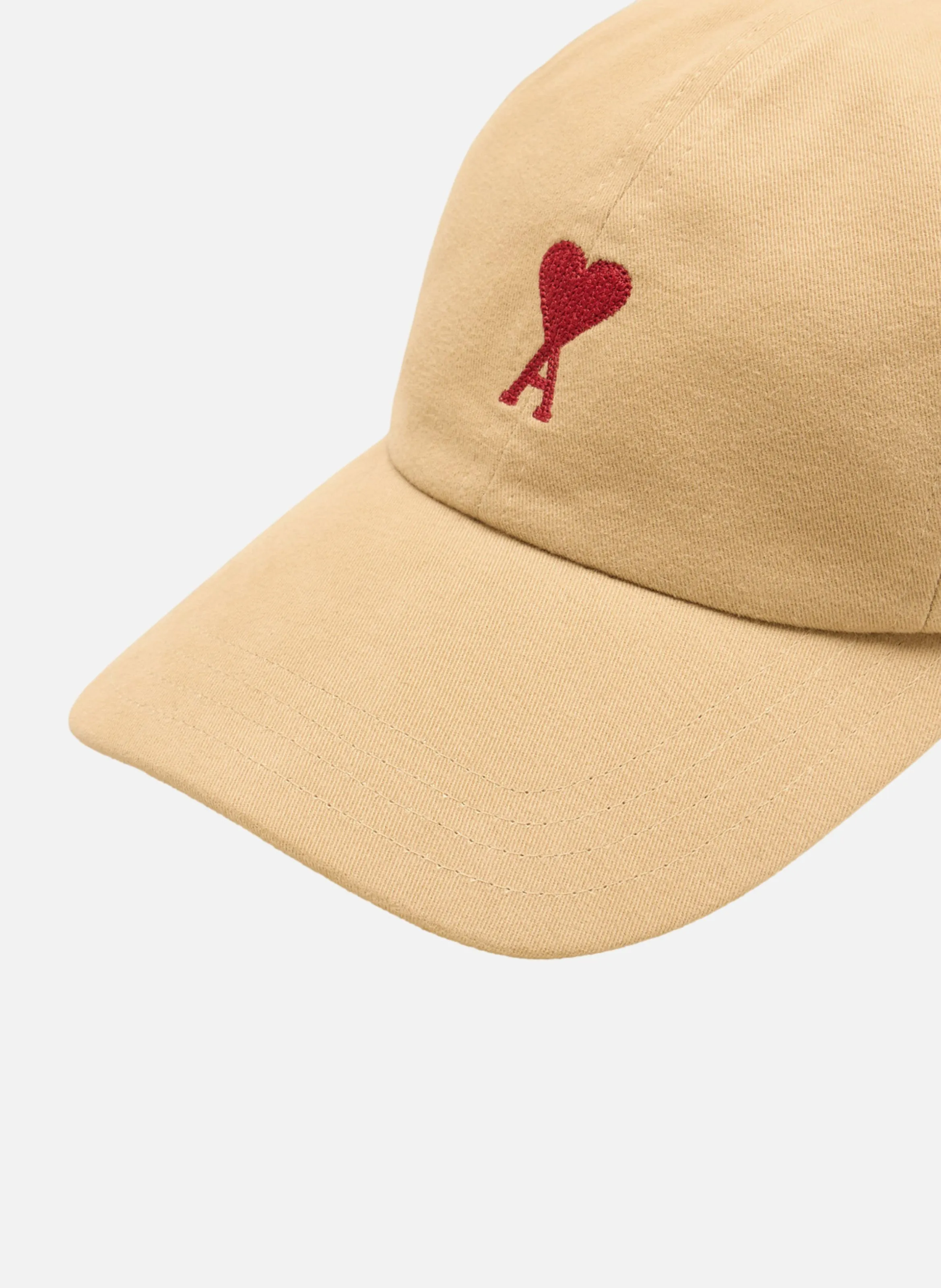 AMI PARIS  Casquette broderie ami de coeur rouge unisexe - Beige