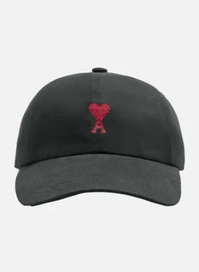 AMI PARIS  Casquette broderie ami de coeur rouge unisexe - Noir