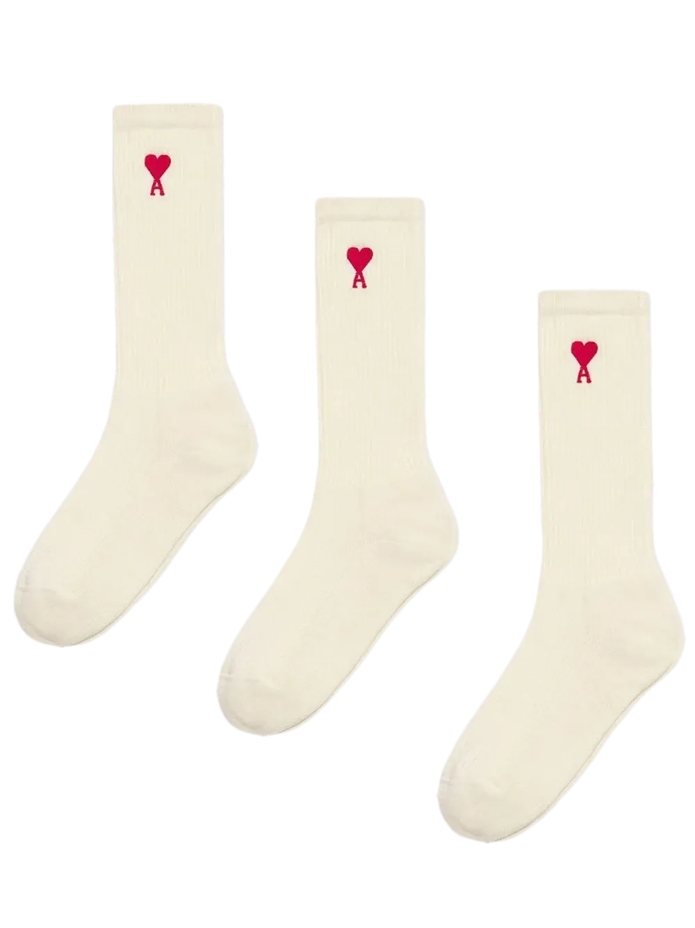 Ami Paris - Chaussettes Ami de Coeur - Pack x 3 - Ecru