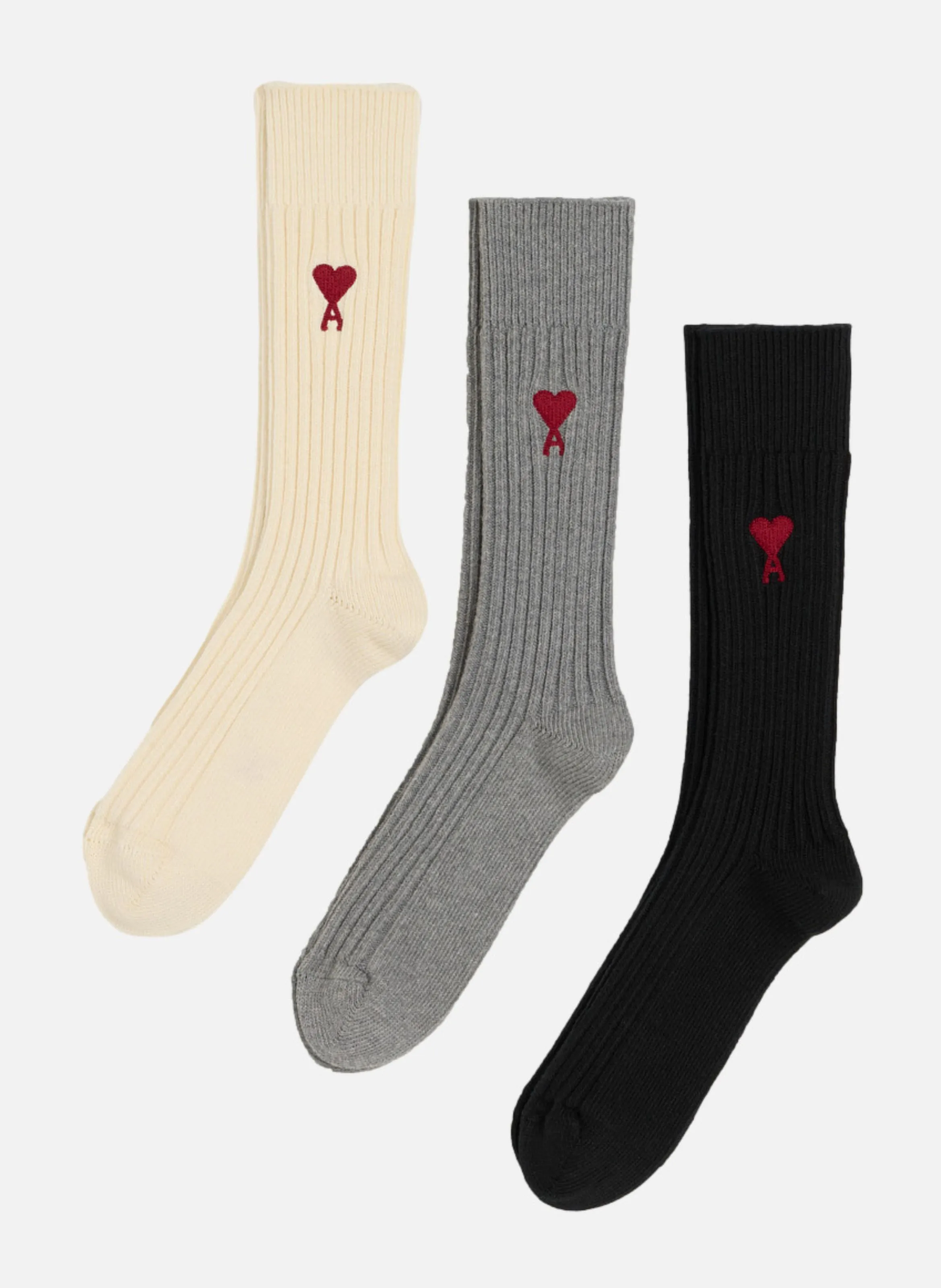 AMI PARIS  Pack x3 chaussettes ami de coeur unisexe - Blanc