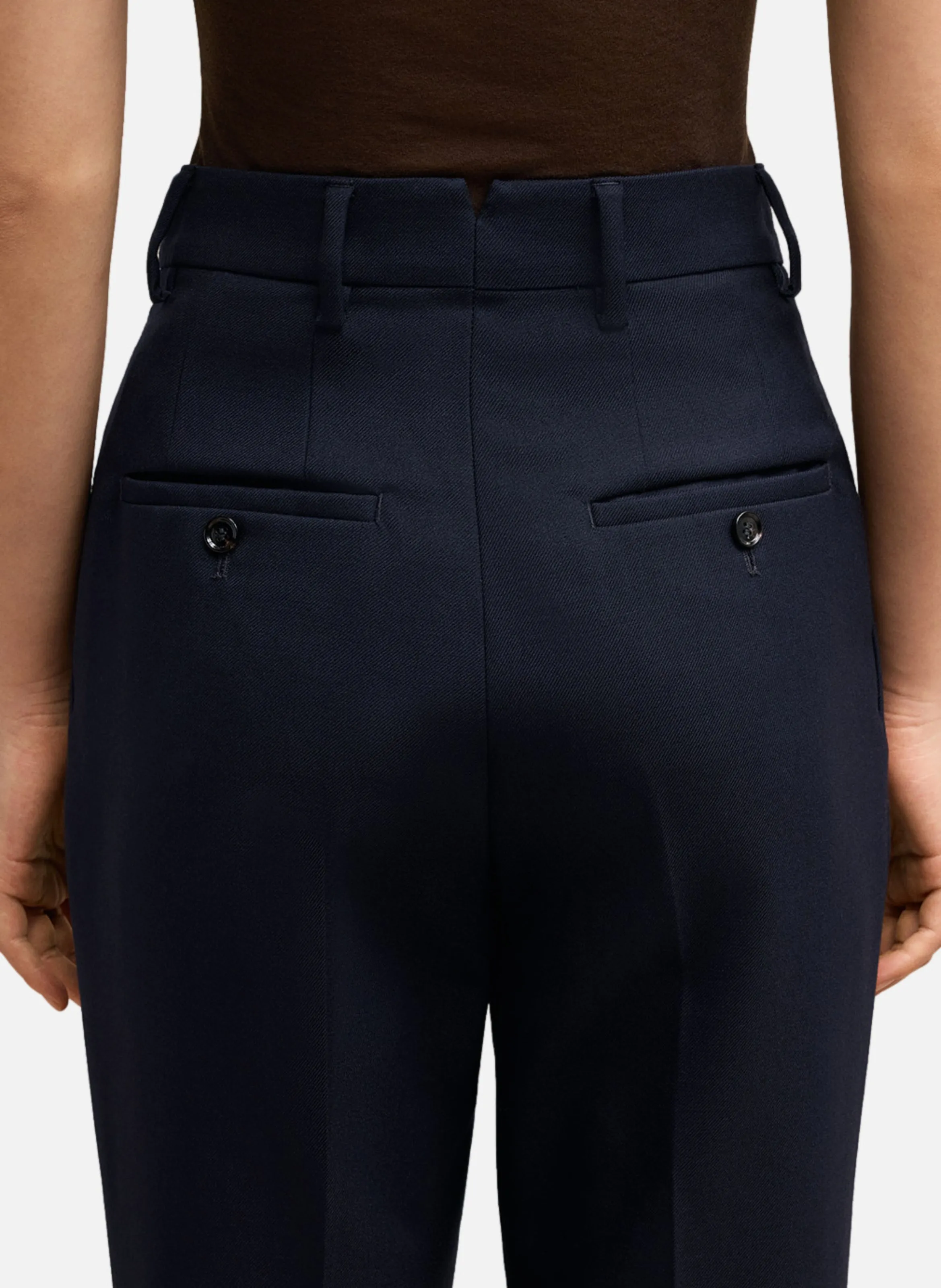 AMI PARIS  Pantalon cigarette taille haute - Bleu