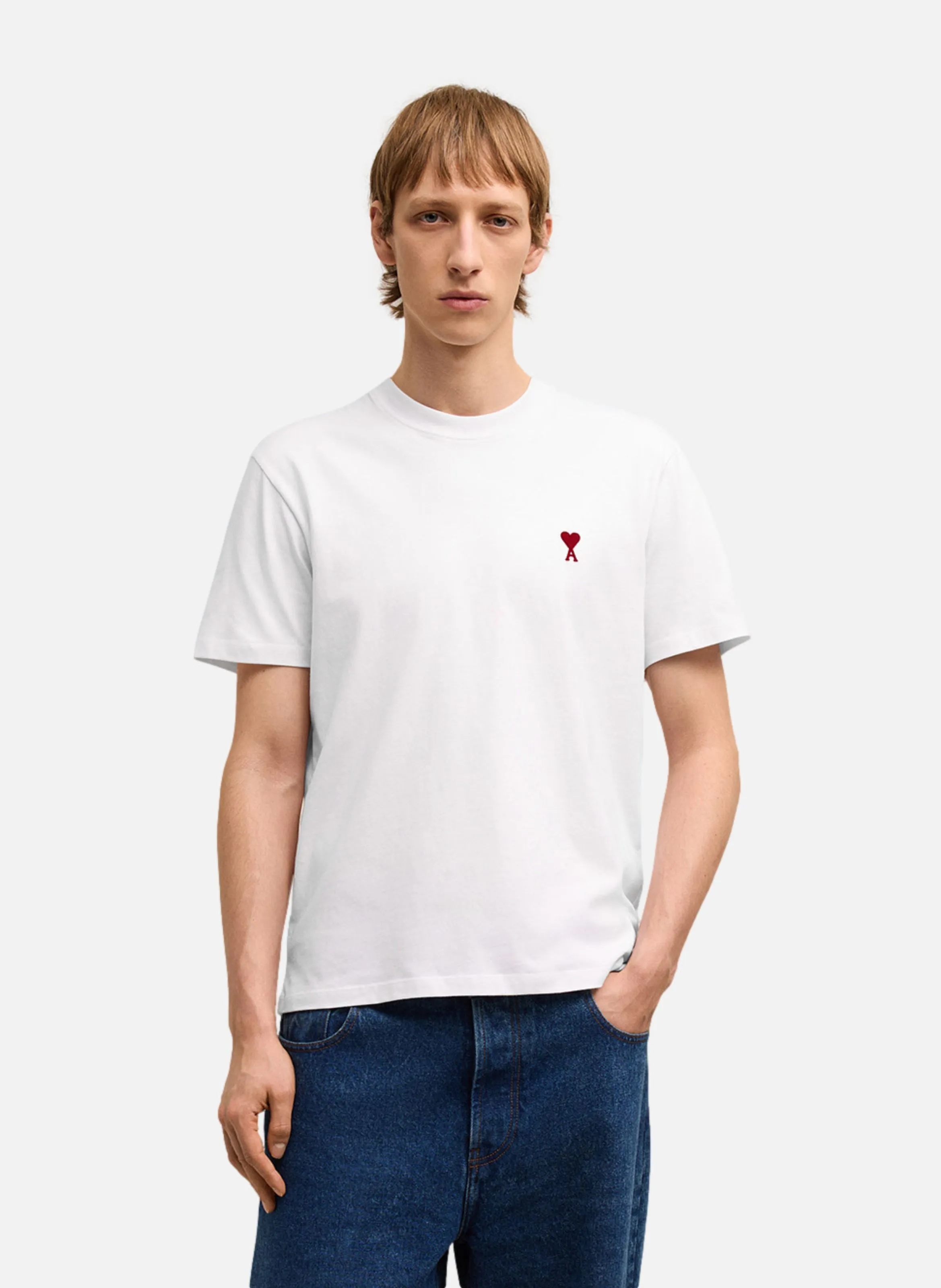 AMI PARIS  T-shirt ami de coeur rouge unisexe - Blanc