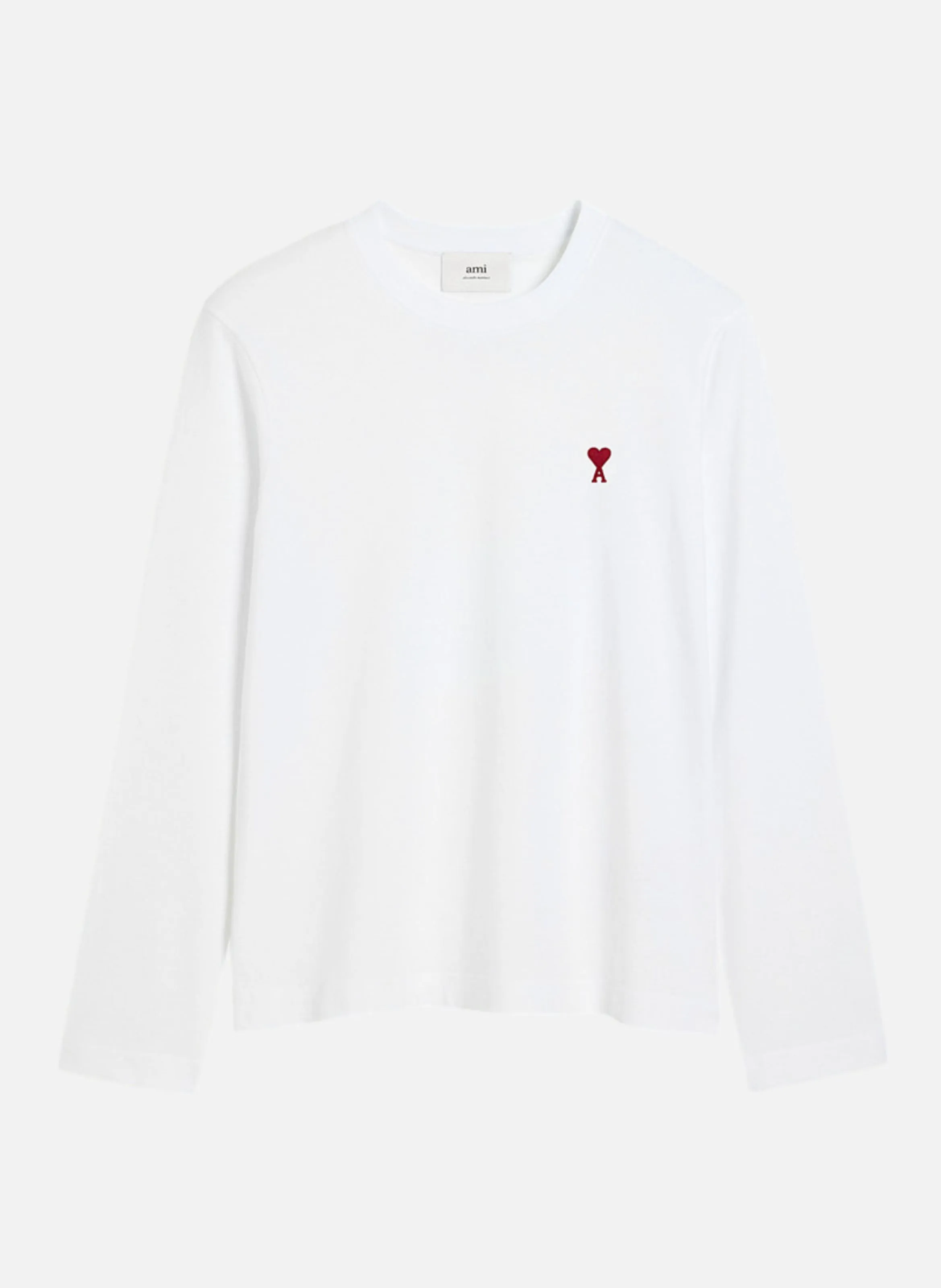 AMI PARIS  T-shirt manches longues ami de coeur rouge unisexe - Blanc