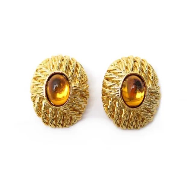 BALENCIAGA BOUCLES D'OREILLES pierre jaune